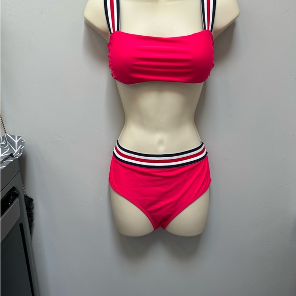 **Vibrant High-Leg Red Bikini with Striped Straps by Zaful** - Picture 3 of 4